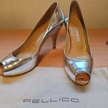 [ 새상품급 ] PELLICO 실버 오픈토 펌프스
