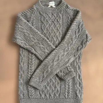 BEAMS. 모 100% 그레이 케이블 니트 스웨터