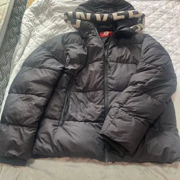 CONVERSE 후드 부착 블랙 다운 자켓 M