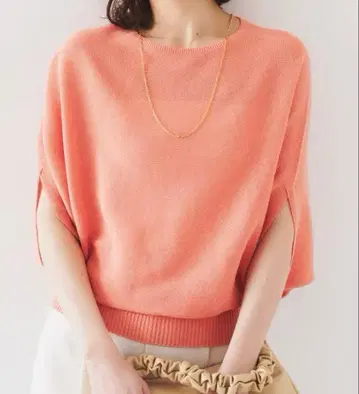 언타이틀 오렌지 핑크 린넨 니트