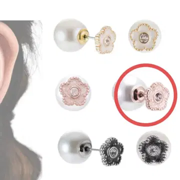 마리콴트 라메 에포 비쥬 데이지 귀걸이 핑크 골드