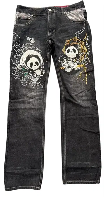 PANDASTA JAPAN 팬더 자수 다크 데님 34 풍신뇌신