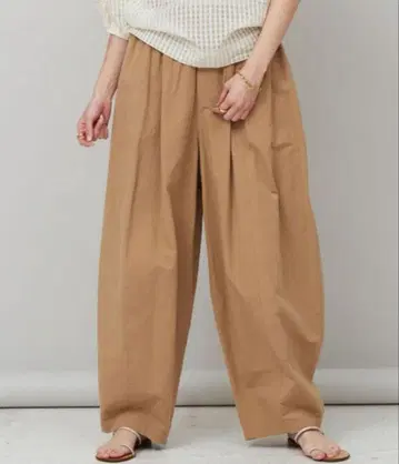 캘런솔로지 코튼 린넨 드로스트 팬츠 베이지