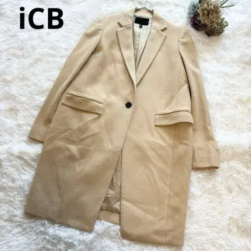 [ iCB ] 울 체스터 코트 스티치 미 실루엣 베이지 M 1B