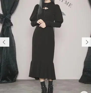 EATME 프론트 레이스업 머메이드 리브 원피스