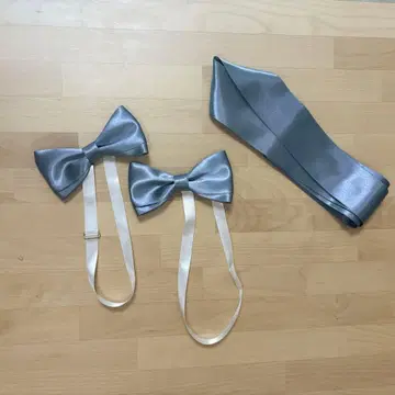 실버 새틴 나비 넥타이 2개 세트