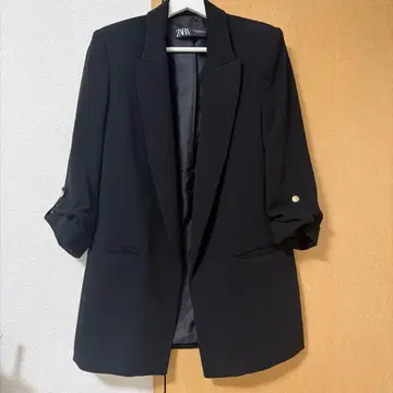 ZARA 롤업 슬리브 블레이저 테일러드 자켓 블랙