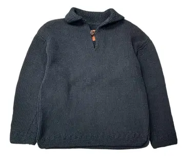 umii908 by 45rpm 옷깃 토글 두툼한 코튼 니트 네이비