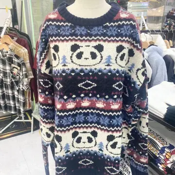 (72) 팬디에스타 팬더 무늬 니트 스웨터 네이비