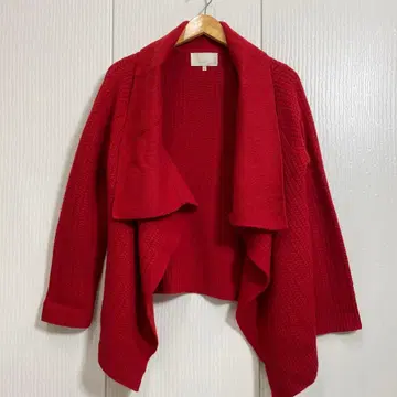 자유구 울 캐시미어 빅 칼라 케이블 니트 가디건 겉옷