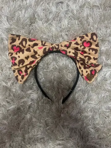 디즈니 레오파드 무늬 리본 머리띠