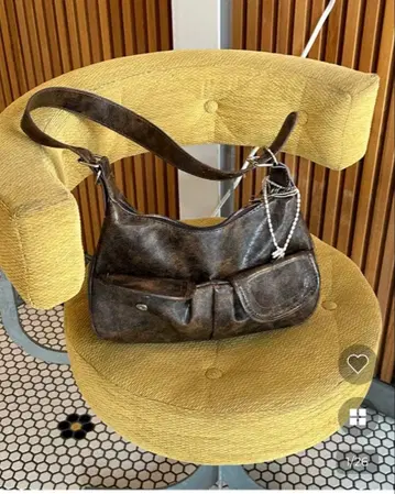 NUGU daisy 더블 포켓 가죽 백