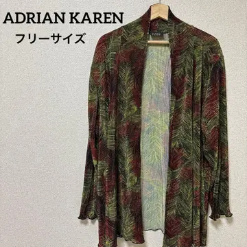 새상품급 ADRIAN KAREN 잎 무늬 오부 소매 가디건