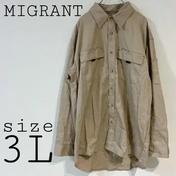 마이그란트 [ 3L ] 긴팔 셔츠 베이지 계열 심플 포켓 캐주얼