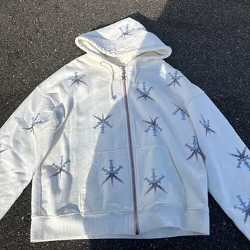 UNKNOWN LONDON // 화이트 집업 후드티 L 정품