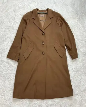 새상품급 캐시미어 체스터 롱 코트 플레어 브라운 고급 촉감 기장 110