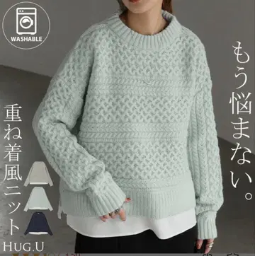 하그유 셔츠 레이어드 스타일 도킹 상의 스웨터 새상품