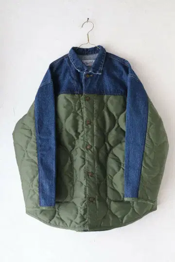 클립.탭 클립탭 데님 x 퀼트 하프 코트