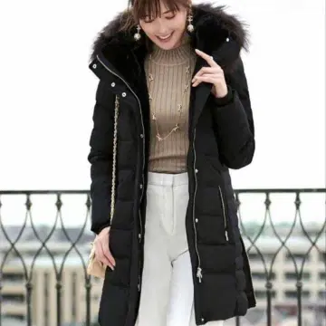 RUIRUE BOUTIQUE 퍼 달린 다운 롱 코트