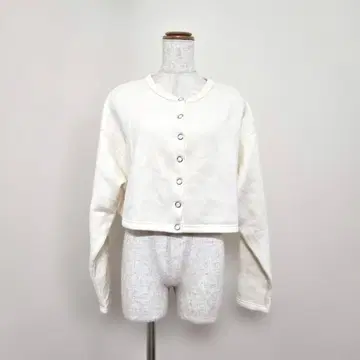 w closet 긴팔 숏 기장 플리스 가디건 아이보리 ( F )