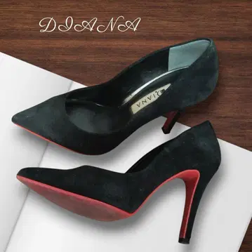 [ DIANA ] 다이애나 스웨이드 블랙 스틸레토 22.5cm