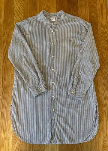 그린 스트라이프 긴팔 튜닉 셔츠