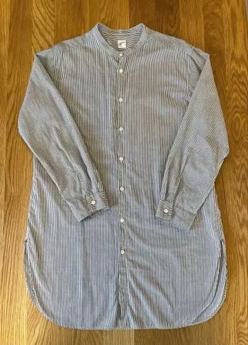 그린 스트라이프 긴팔 튜닉 셔츠