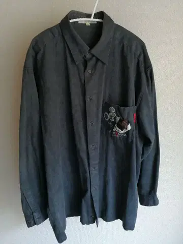 Fissora 그레이 캐릭터 긴팔 셔츠 V 사이즈 남녀 공용