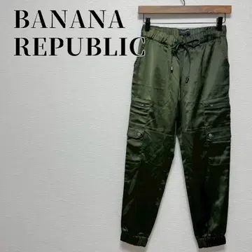바나나리퍼블릭 새틴 카고 조거 팬츠 허리밴딩 봄/가을 카키