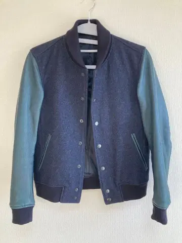 STUDIOUS 바시티 자켓 네이비/그린 사이즈 0 라이더스