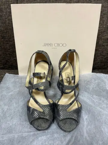 JIMMY CHOO 그레이 스네이크 스킨 샌들