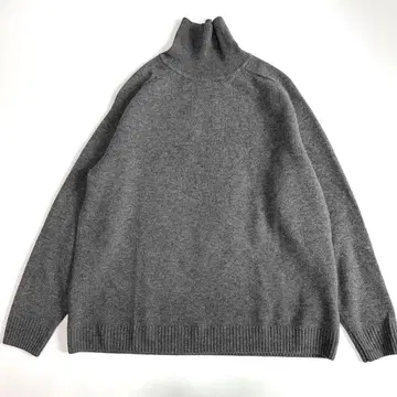 새상품급 바토너 터틀넥 와이드 니트 그레이 울 100% 얇은 소재