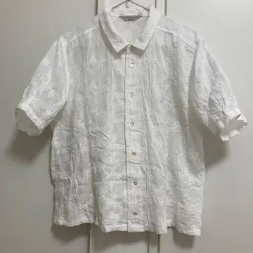 코튼하우스aya 자수 반팔 블라우스 화이트