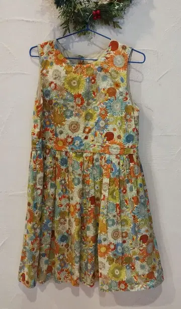 크레 스피 리버티 원피스 일본제 새상품급 꽃무늬 스잔나 해바라기