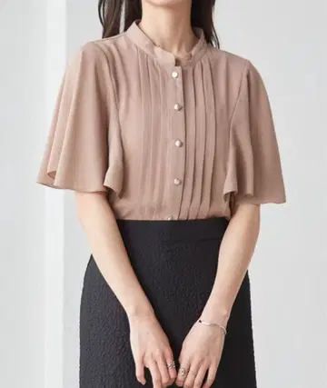 RANAN 블라우스 셔츠 [접촉 냉감] 핀턱 플레어 소매 블라우스 여성용