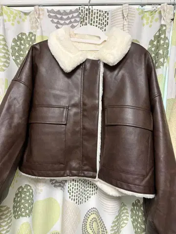 브라운 가죽 숏 자켓