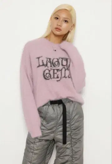 lagua gem 샤기 니트 핑크