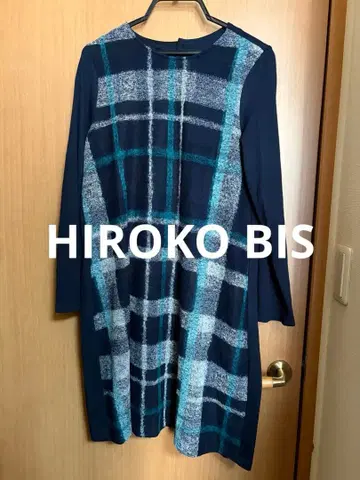 HIROKO BIS 네이비 체크 무늬 튜닉