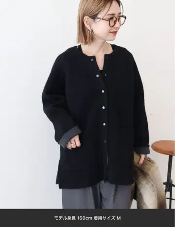 아메리칸 홀릭 블랙 노카라 자켓 M 사이즈