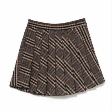 Monica check pleats mini skirt beige S