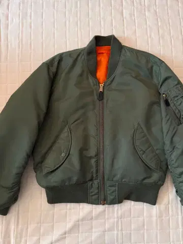 90s MA-1 플라이트 자켓 L 사이즈 올리브 그린 [ 새상품급 ]