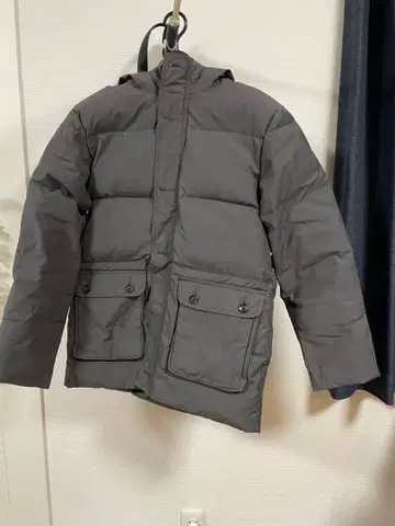Gap 그레이 다운 자켓 퍼 포함 구제 의류