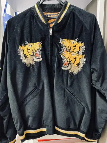 beams, 동양 엔터프라이즈 호랑이 자수 벨벳 스카잔