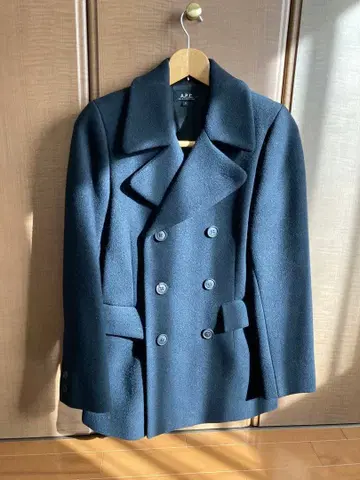 A.P.C. 네이비 더블 브레스트 피 코트 S