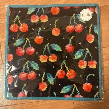 페이 타월 손수건 체리 도트 체리 체리 블랙