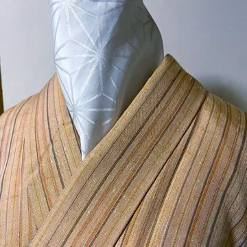 단 기모노  줄무늬 패턴 오렌지 계열 색상 중고품