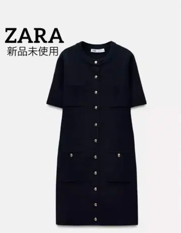 미사용 새상품 ZARA 골드 버튼 니트 원피스 포켓 부착
