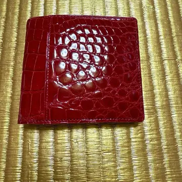 [ 미사용 ] 크로커다일 접이식 지갑 빨간색 일본제