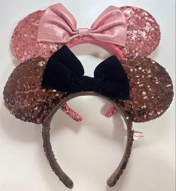 디즈니 머리띠 미니 스팽글 벨로아 핑크