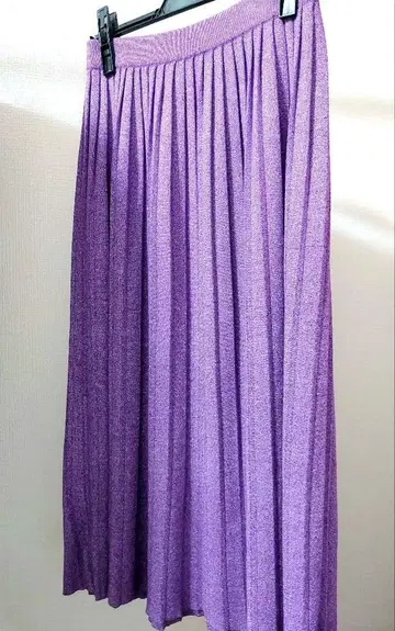 라메 플리츠 롱 스커트 허리밴딩